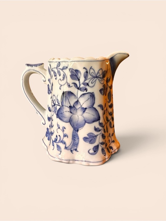 Andrea By Sadek Other - Vintage Andrea by Sadek Blue & White Floral Scalloped Ceramic Creamer Pitcher